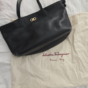 Salvatore Ferragamo Black Tote with Gold Accent
